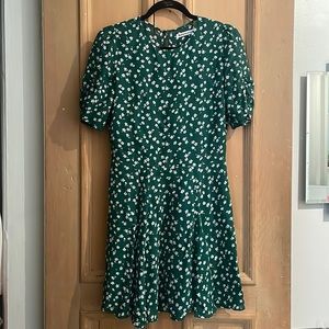 Reformation short sleeve green floral dress